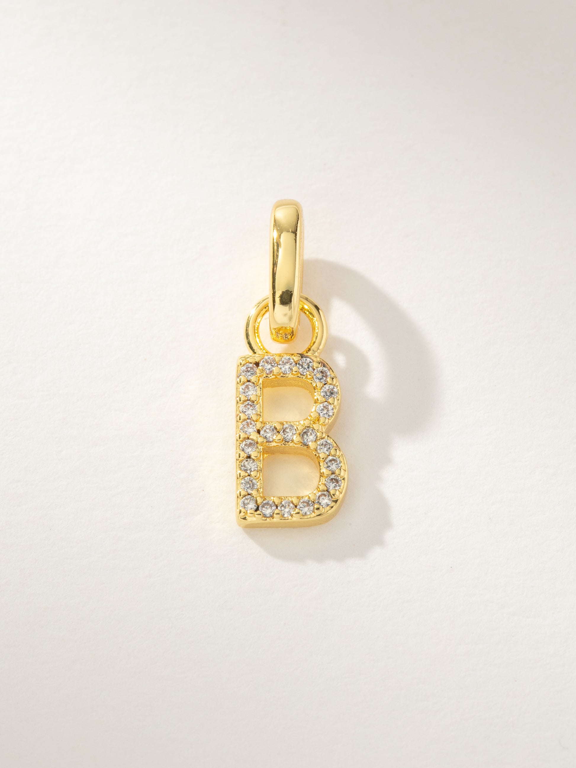 Pavé Letter Charm | Gold B | Product Image | Uncommon James
