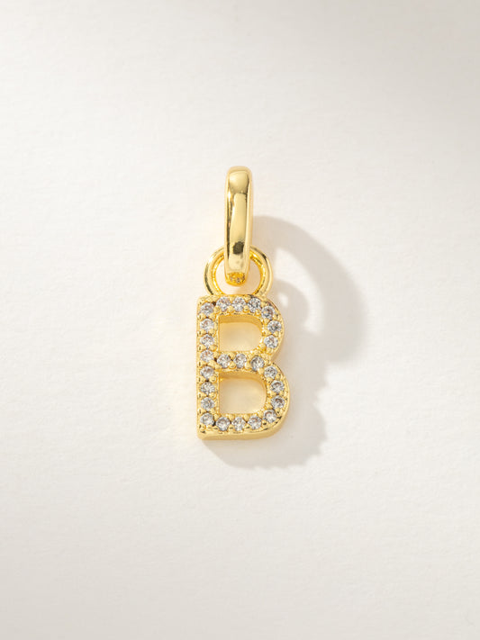 Pavé Letter Charm | Gold B | Product Image | Uncommon James