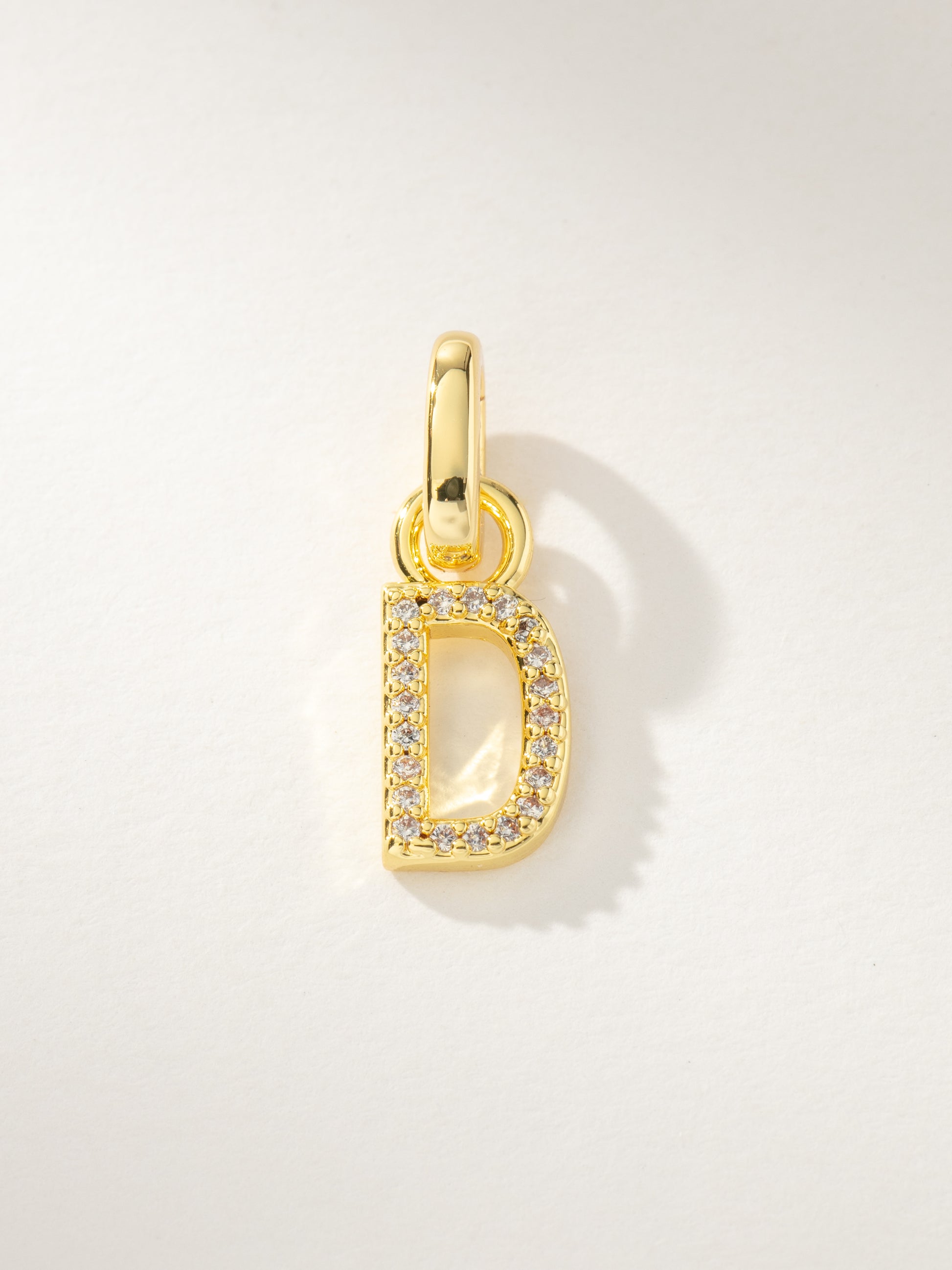 Pavé Letter Charm | Gold D | Product Image | Uncommon James