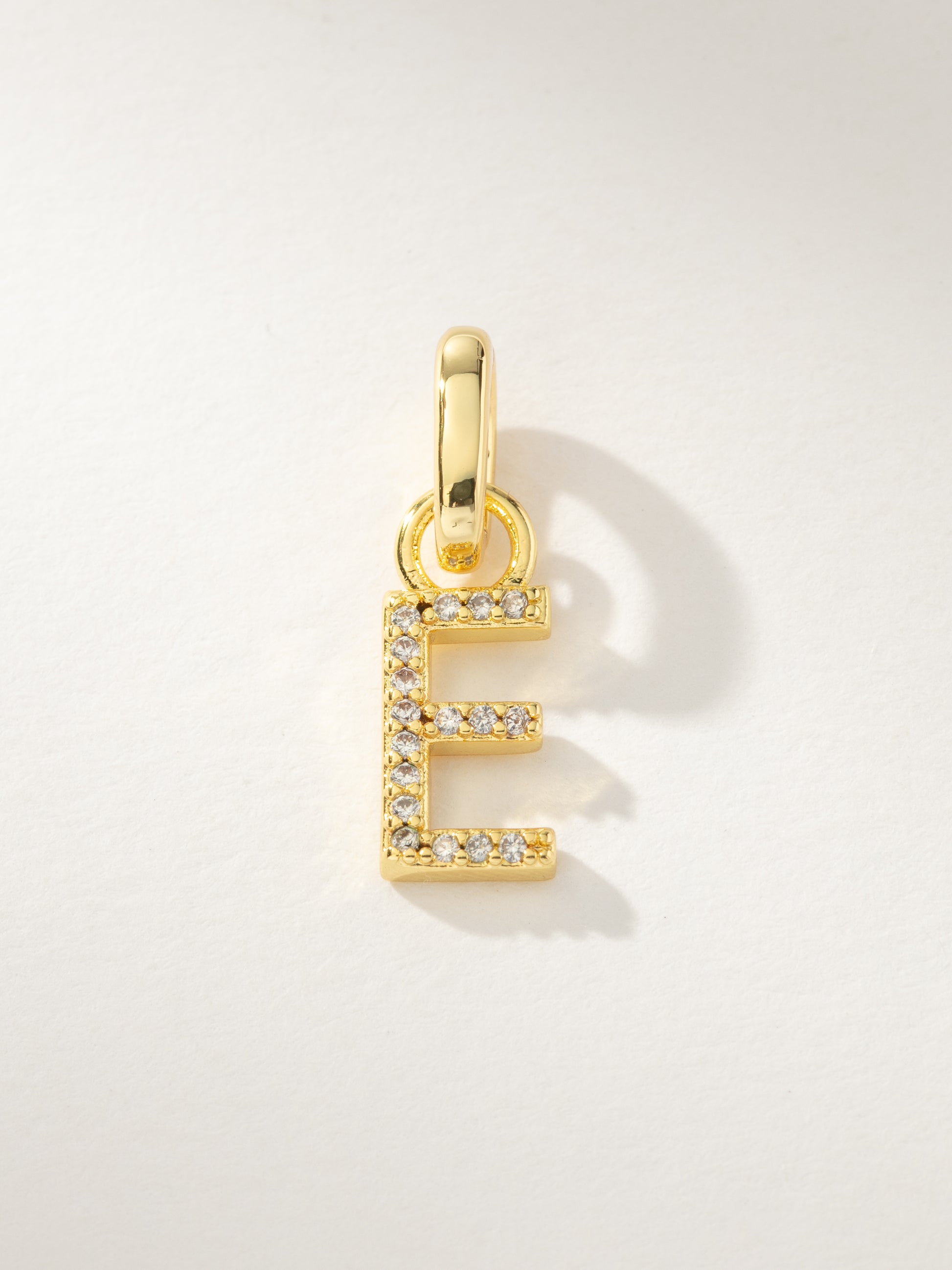 Pavé Letter Charm | Gold E | Product Image | Uncommon James