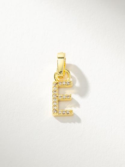 ["Letter Charm ", " Pavé Gold E ", " Product Image ", " Uncommon James"]