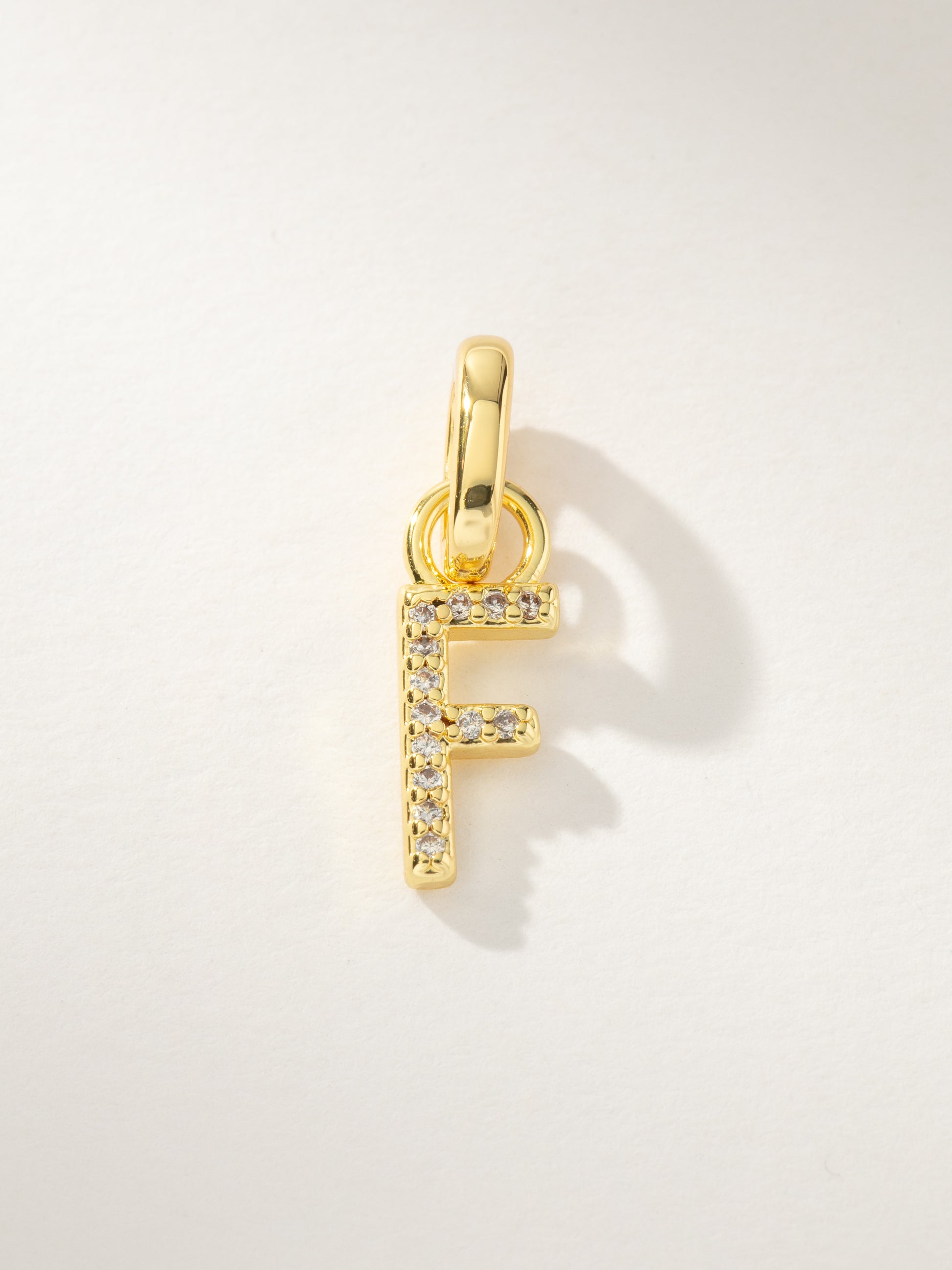 Pavé Letter Charm | Gold F | Product Image | Uncommon James