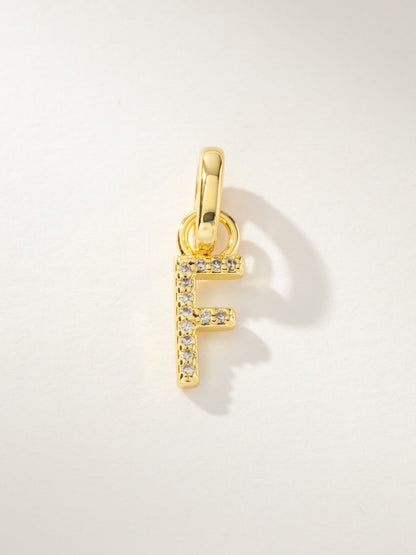 ["Pavé Letter Charm ", " Gold F ", " Product Image ", " Uncommon James"]