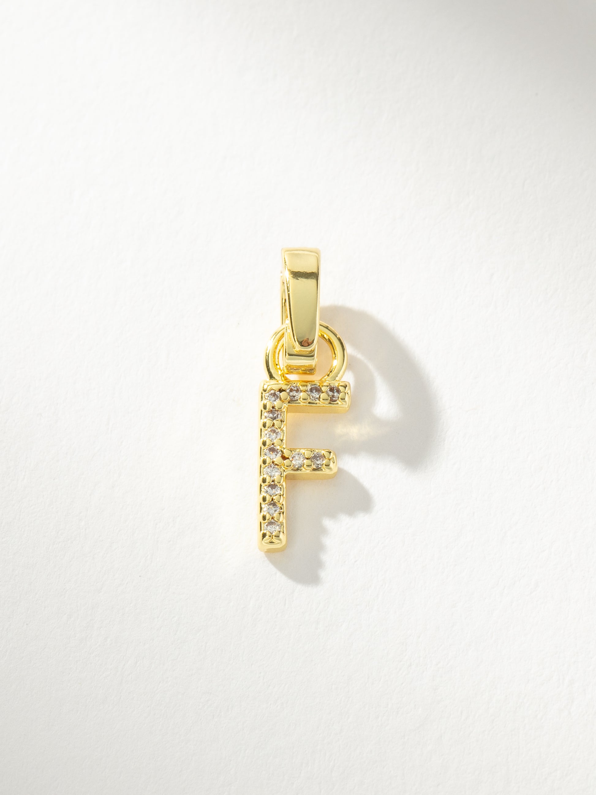 Letter Charm | Gold Clear F | Product Image | Uncommon James