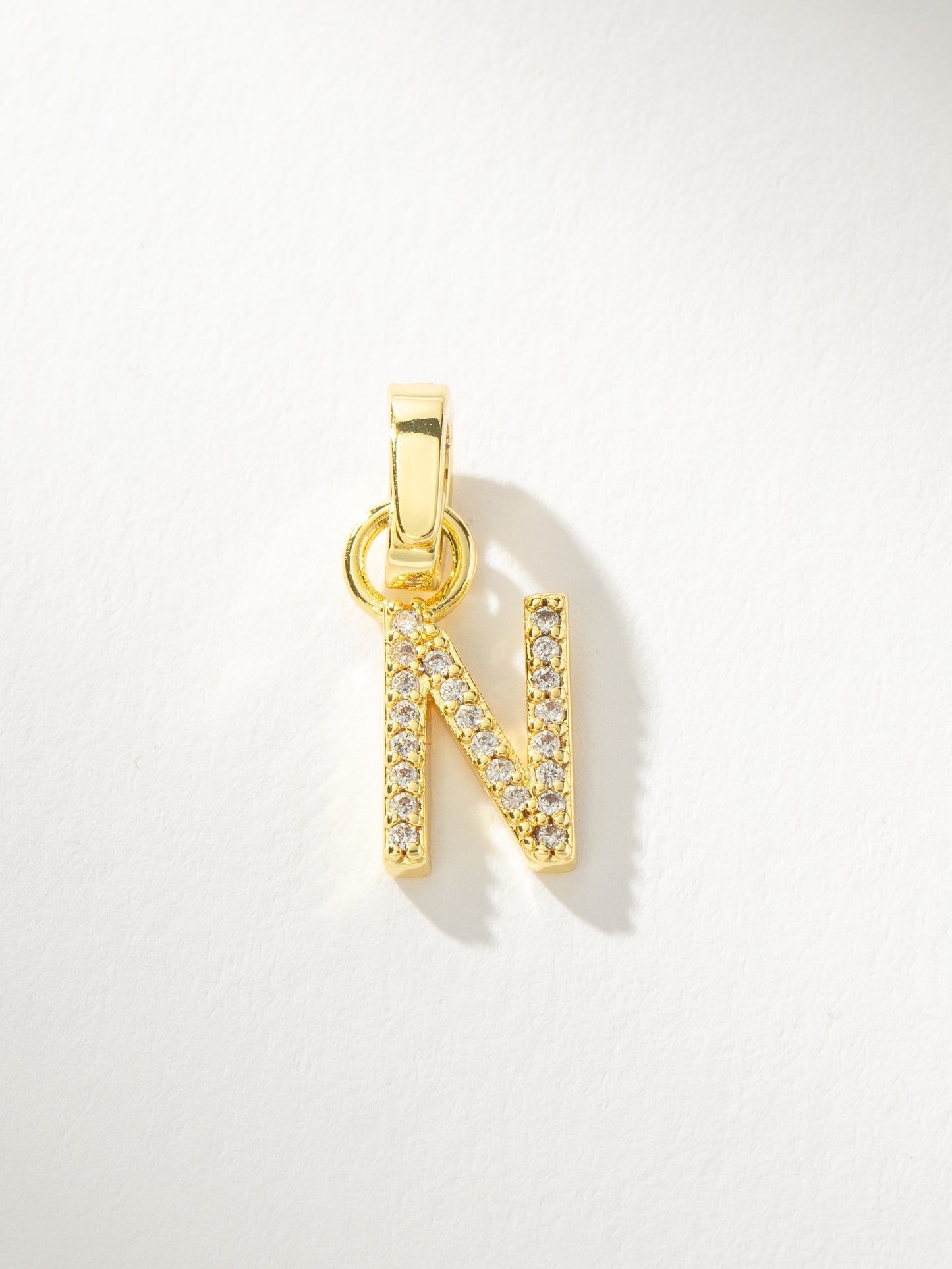 Letter Charm | Pavé Gold N | Product Image | Uncommon James