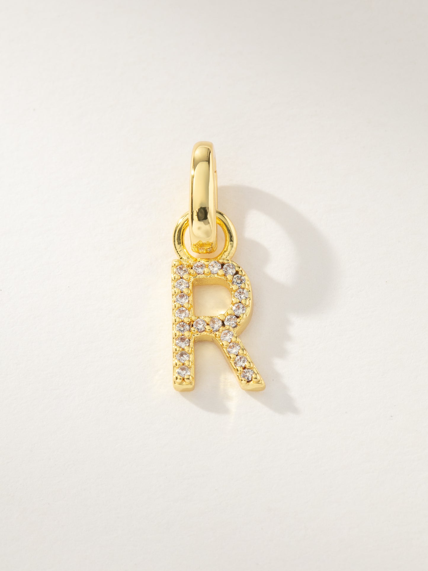 Pavé Letter Charm | Gold R | Product Image | Uncommon James