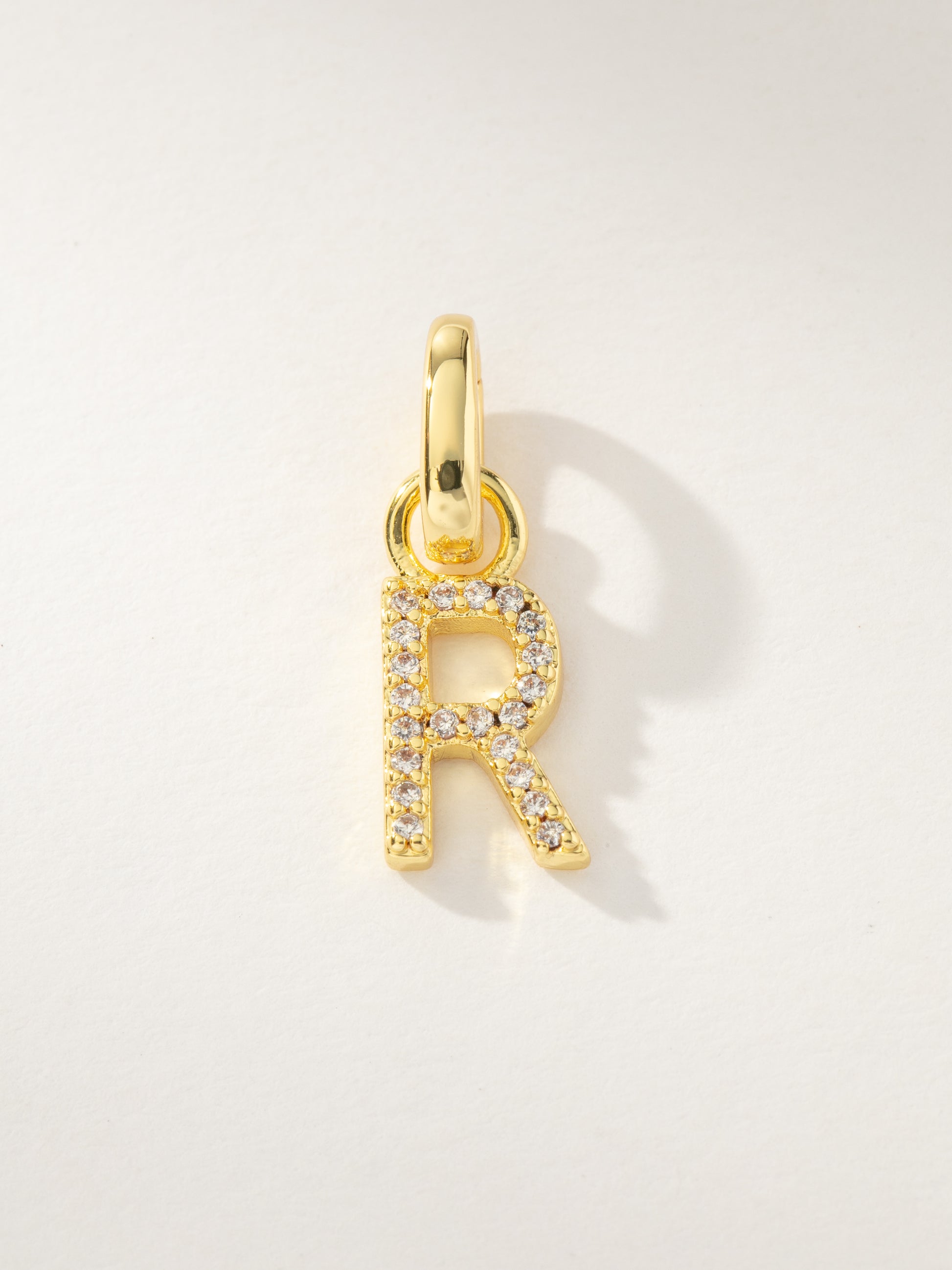 Pavé Letter Charm | Gold R | Product Image | Uncommon James