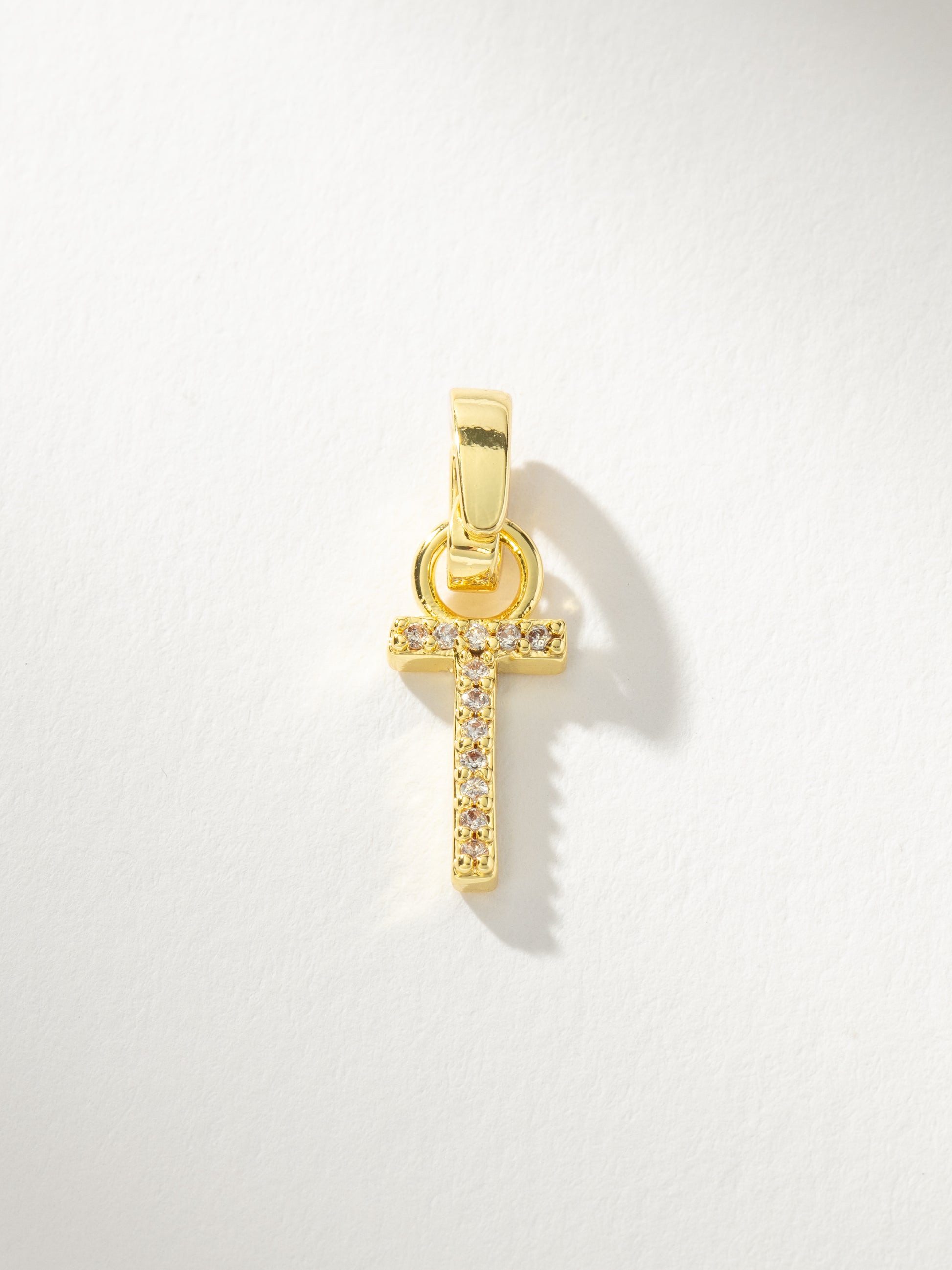 Letter Charm | Gold Clear T | Product Image | Uncommon James
