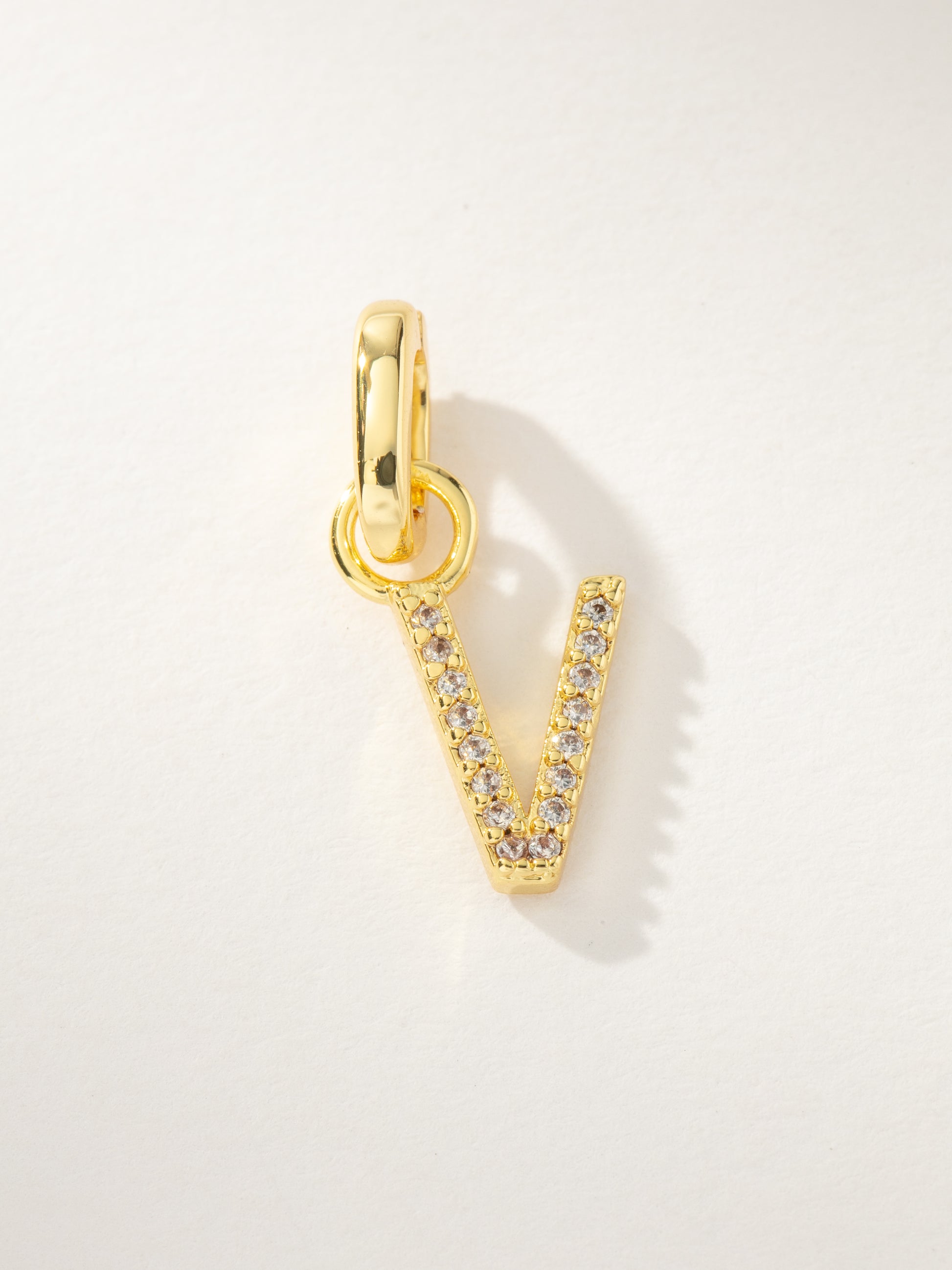 Pavé Letter Charm | Gold V | Product Image | Uncommon James