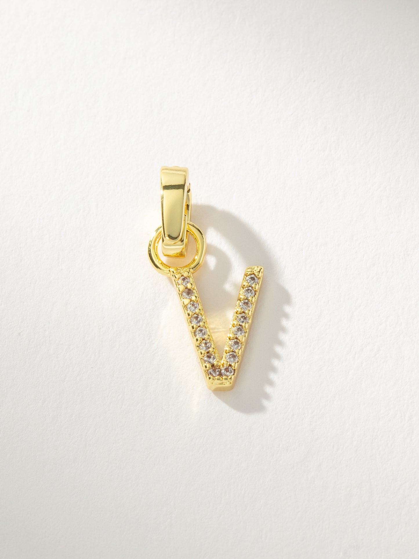 Letter Charm | Gold Clear V | Product Image | Uncommon James