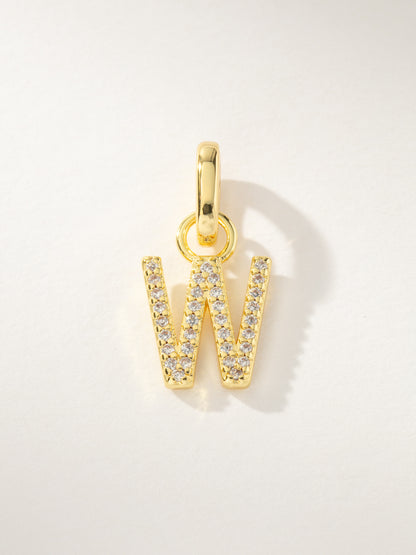 ["Pavé Letter Charm ", " Gold W ", " Product Image ", " Uncommon James"]