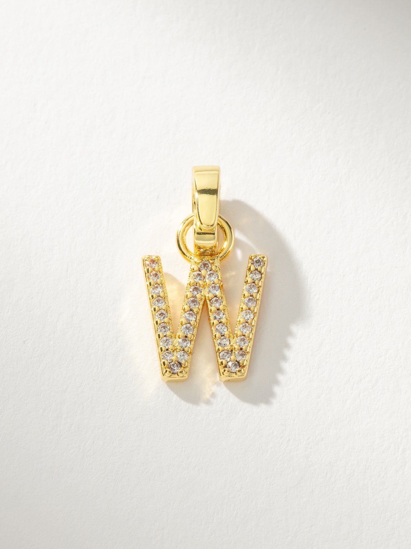 Letter Charm | Pavé Gold W | Product Image | Uncommon James