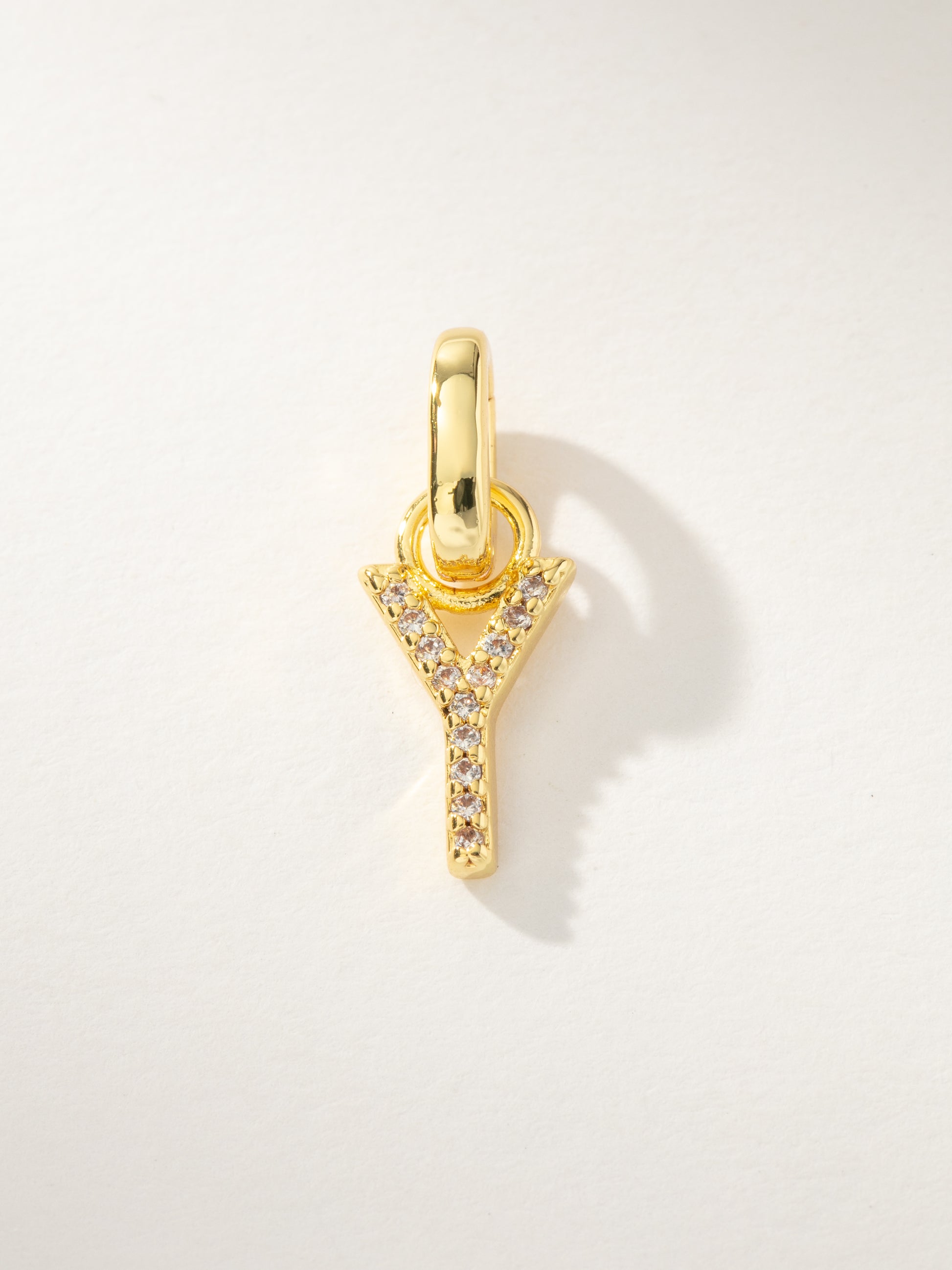 Pavé Letter Charm | Gold Y | Product Image | Uncommon James