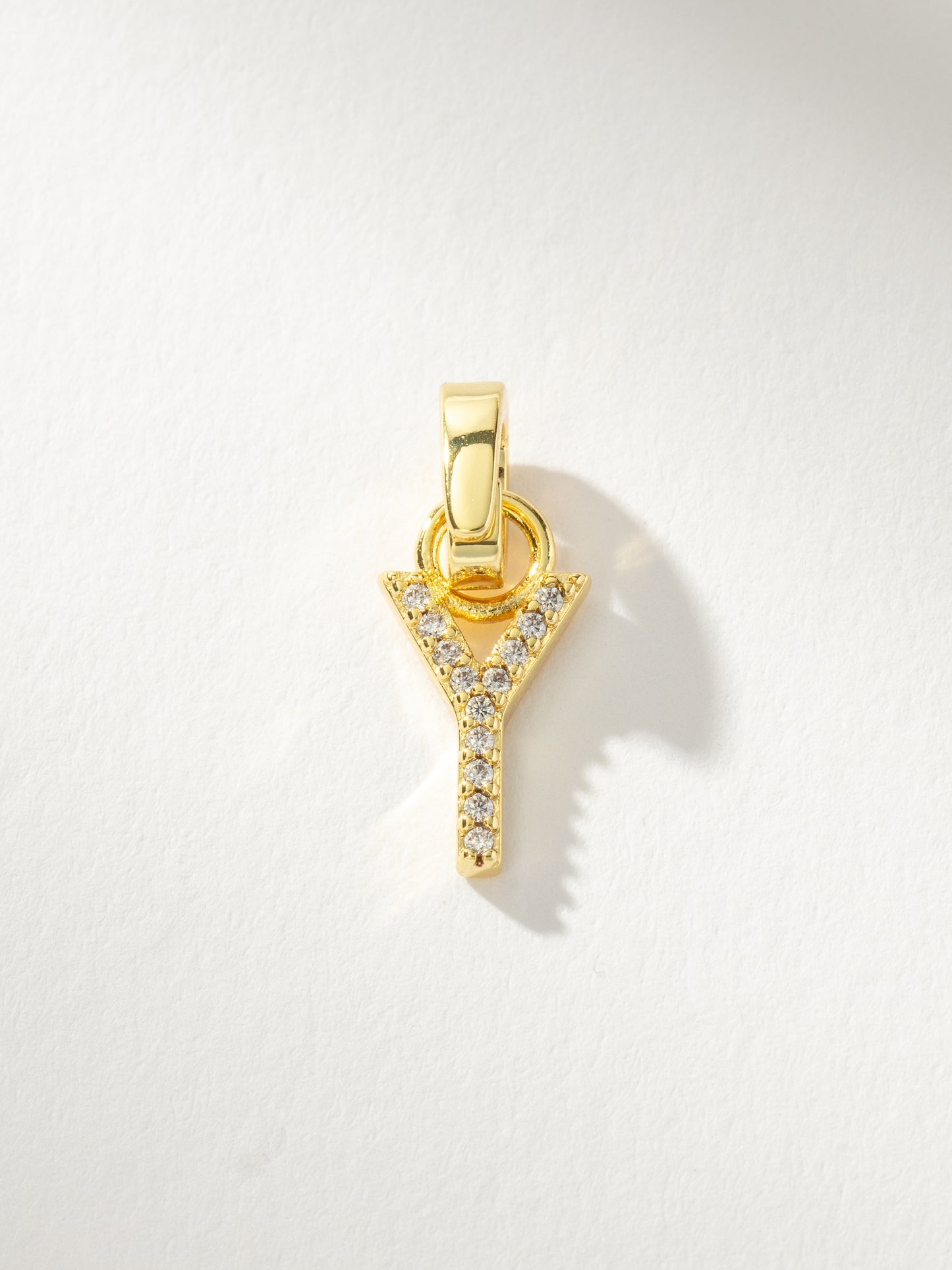 Letter Charm | Pavé Gold Y | Product Image | Uncommon James