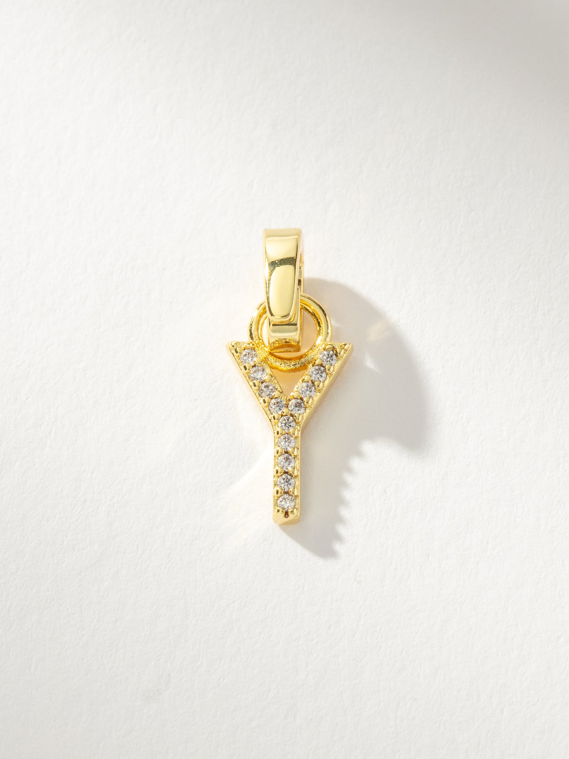 Letter Charm | Pavé Gold Y | Product Image | Uncommon James