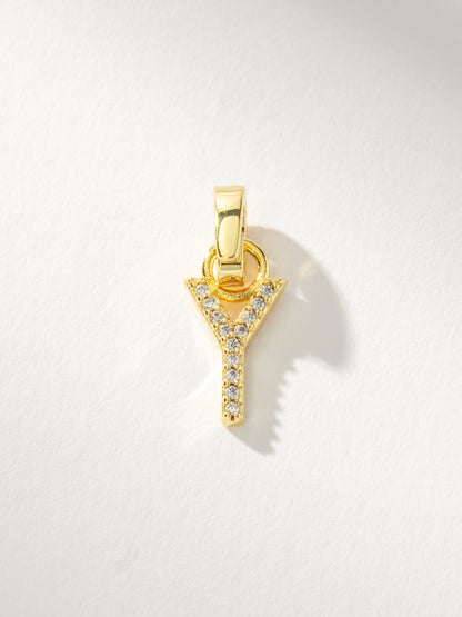 ["Letter Charm ", " Pavé Gold Y ", " Product Image ", " Uncommon James"]