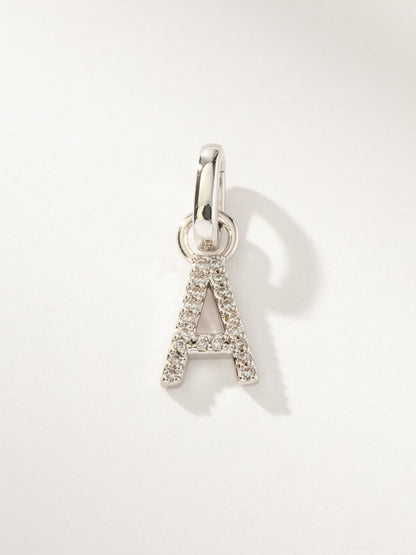["Pavé Letter Charm ", " Silver A ", " Product Image ", " Uncommon James"]