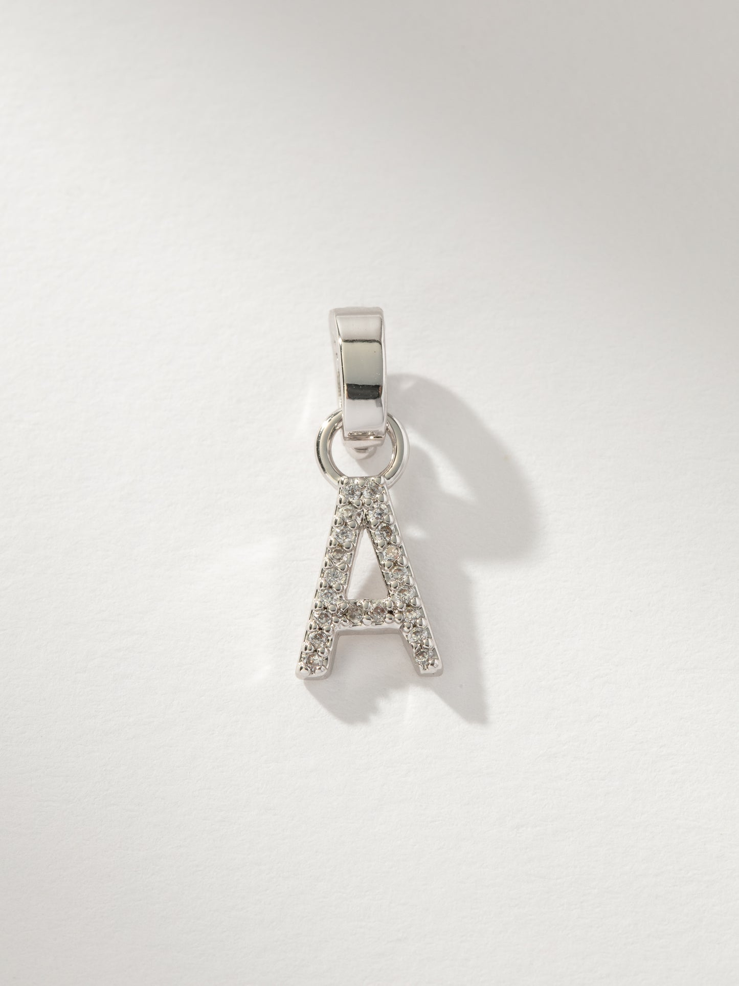 Letter Charm | Pavé Silver A | Product Image | Uncommon James