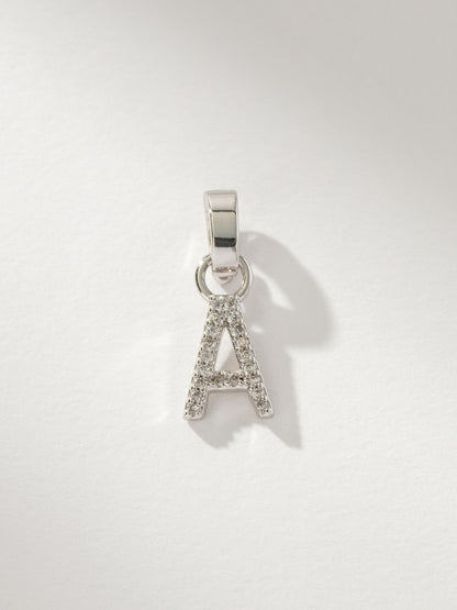 ["Letter Charm ", " Pavé Silver A ", " Product Image ", " Uncommon James"]