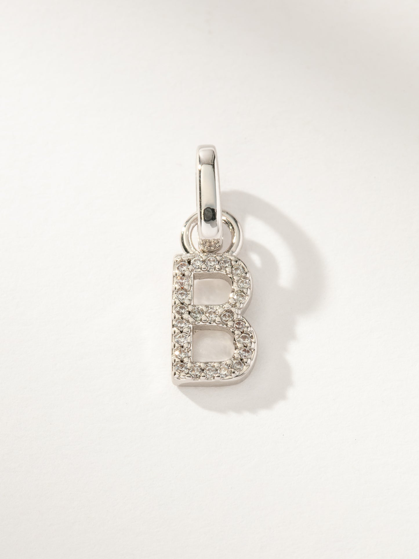 Pavé Letter Charm | Silver B | Product Image | Uncommon James