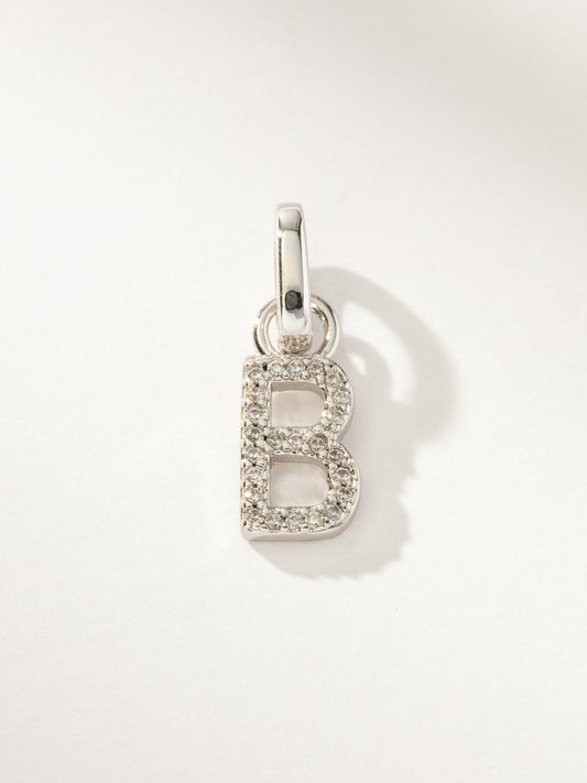 Pavé Letter Charm | Silver B | Product Image | Uncommon James