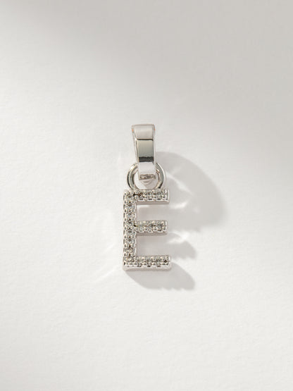 ["Letter Charm ", " Pavé Silver E ", " Product Image ", " Uncommon James"]