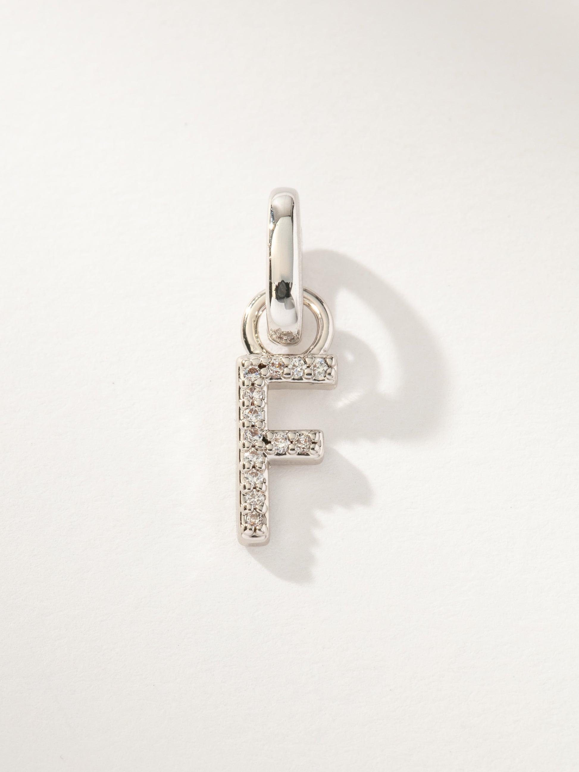 Pavé Letter Charm | Silver F | Product Image | Uncommon James