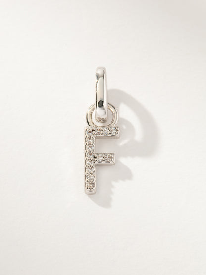 ["Pavé Letter Charm ", " Silver F ", " Product Image ", " Uncommon James"]