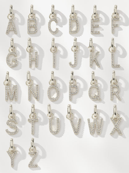 ["Pavé Letter Charm ", " Silver ", " Full Alphabet Image ", " Uncommon James"]