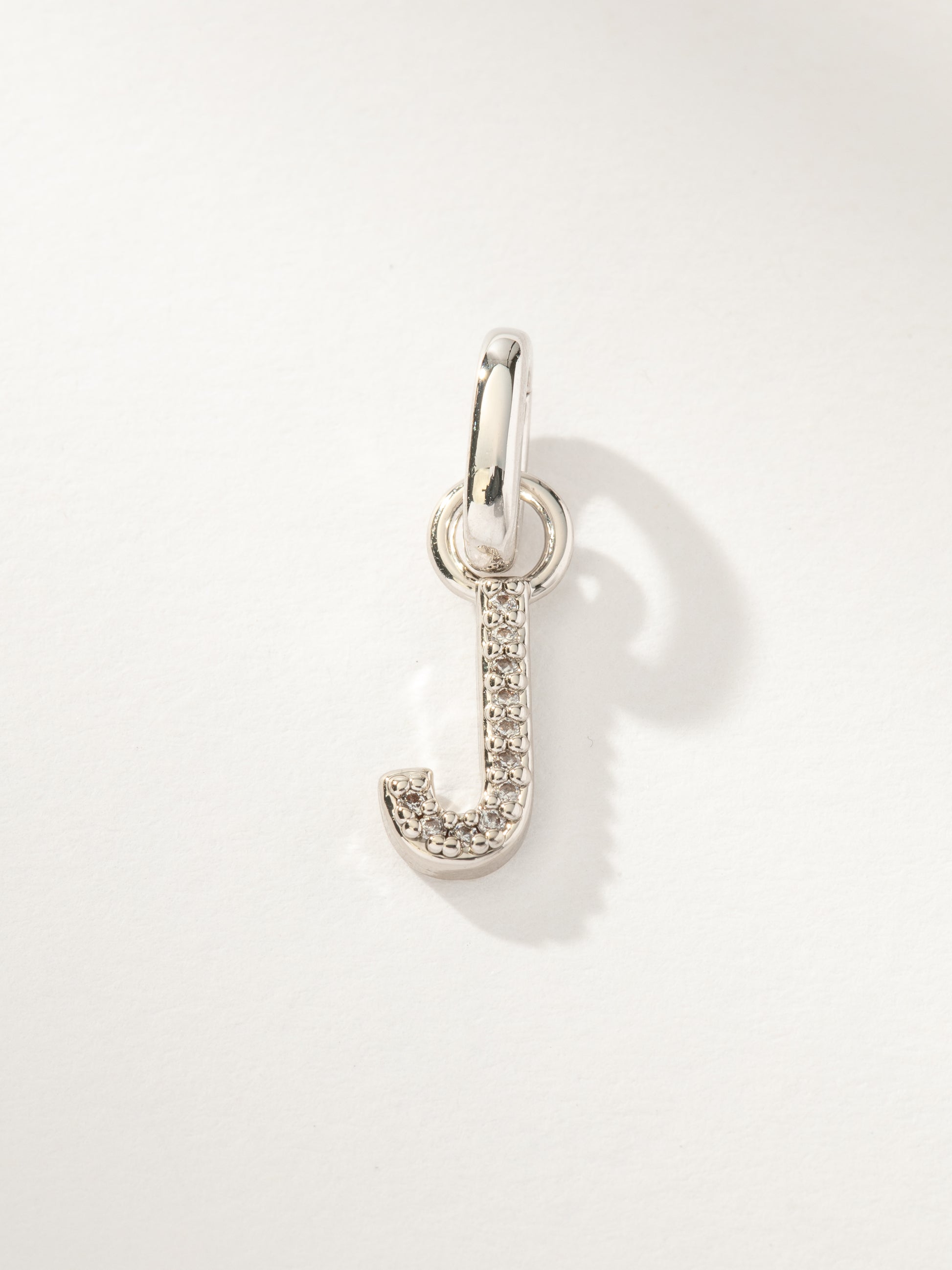 Pavé Letter Charm | Silver J | Product Image | Uncommon James