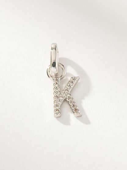 ["Pavé Letter Charm ", " Silver K ", " Product Image ", " Uncommon James"]