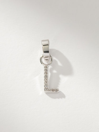 ["Letter Charm ", " Pavé Silver L ", " Product Image ", " Uncommon James"]