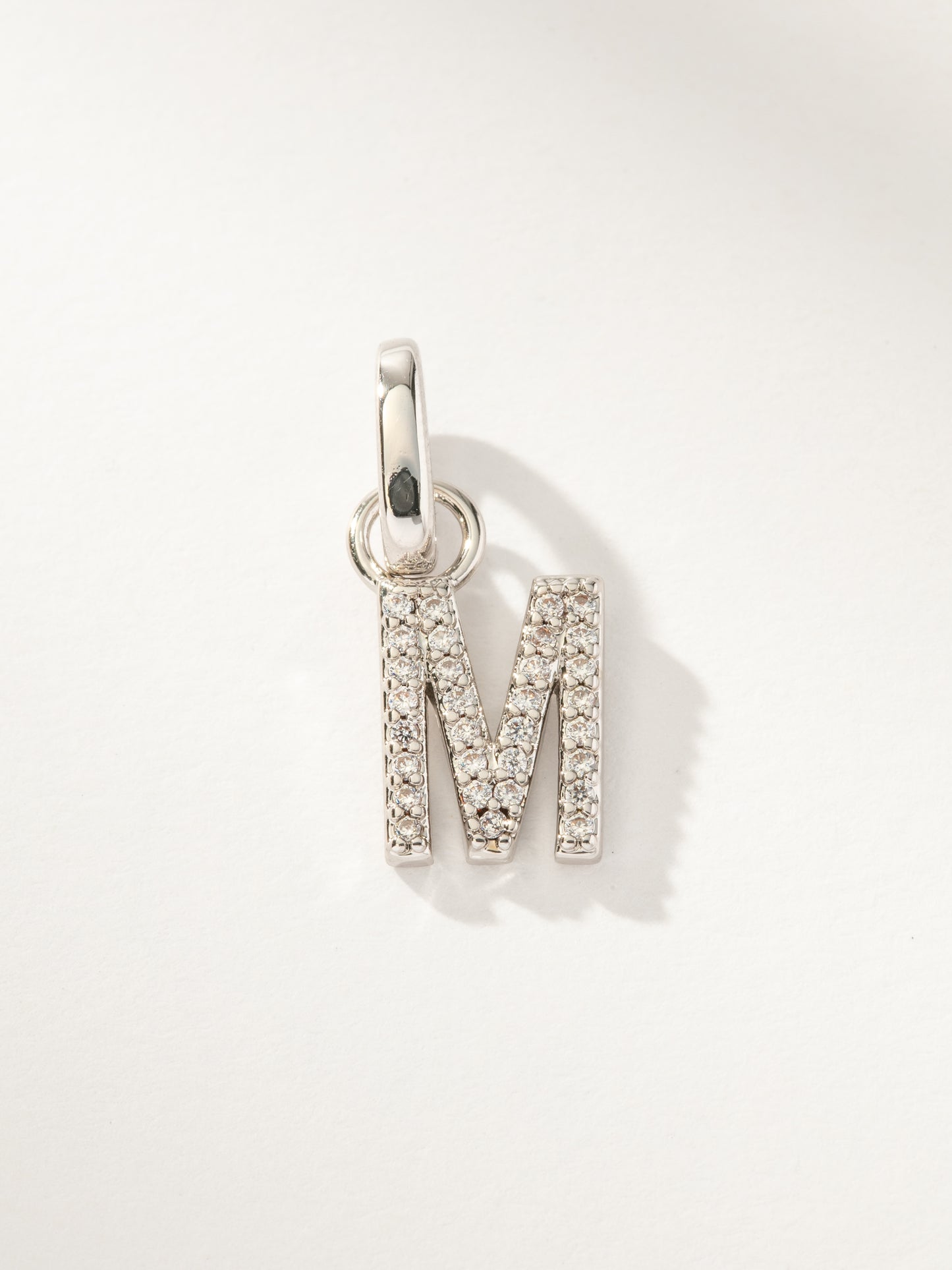 Pavé Letter Charm | Silver M | Product Image | Uncommon James