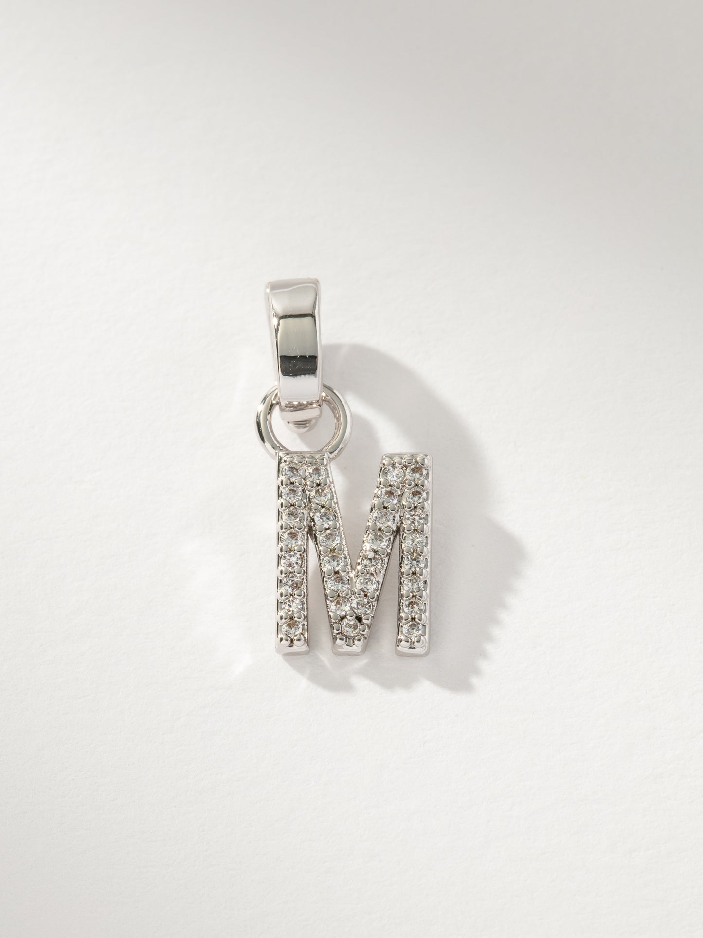 Letter Charm | Pavé Silver M | Product Image | Uncommon James