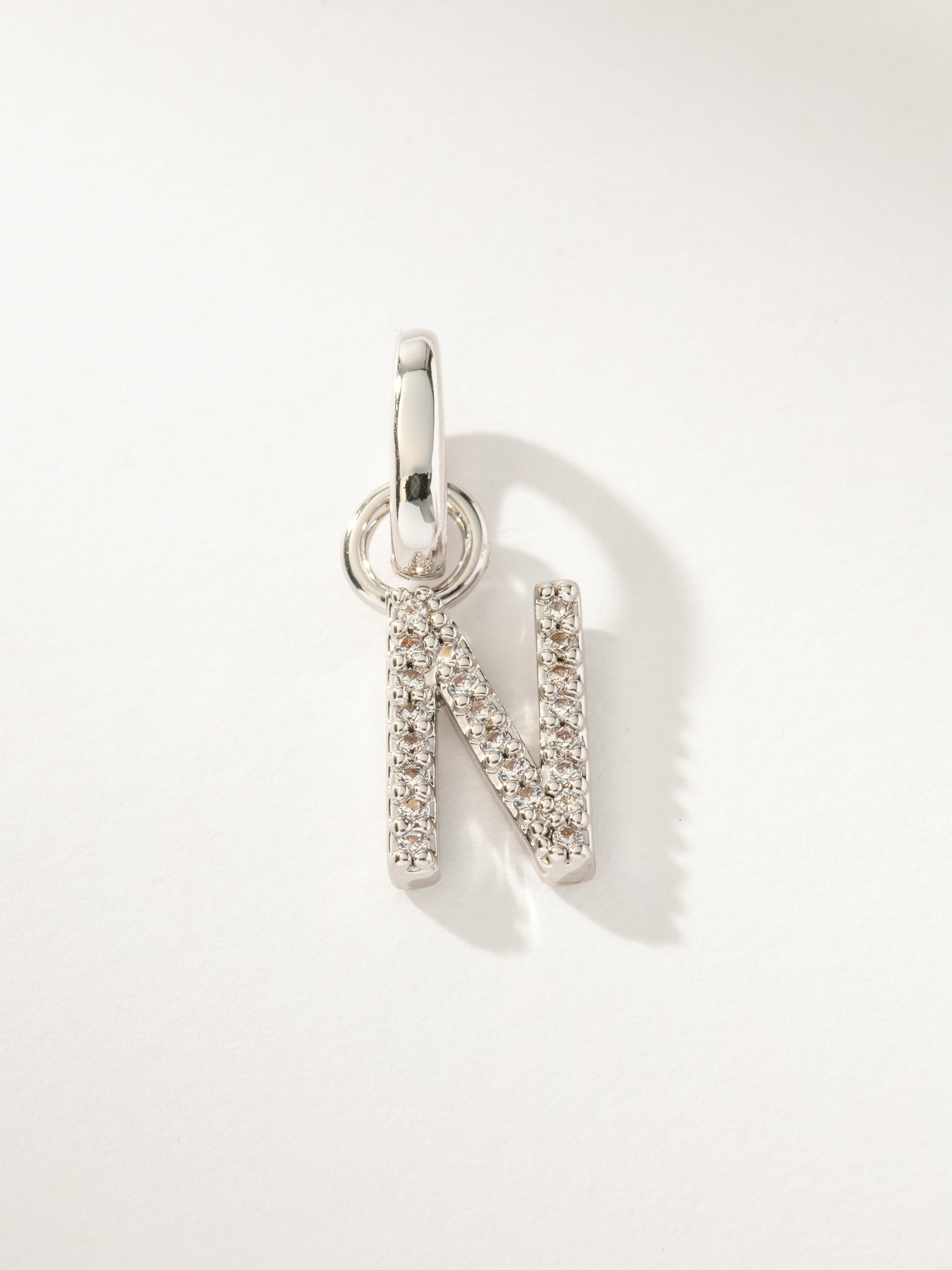 Pavé Letter Charm | Silver N | Product Image | Uncommon James