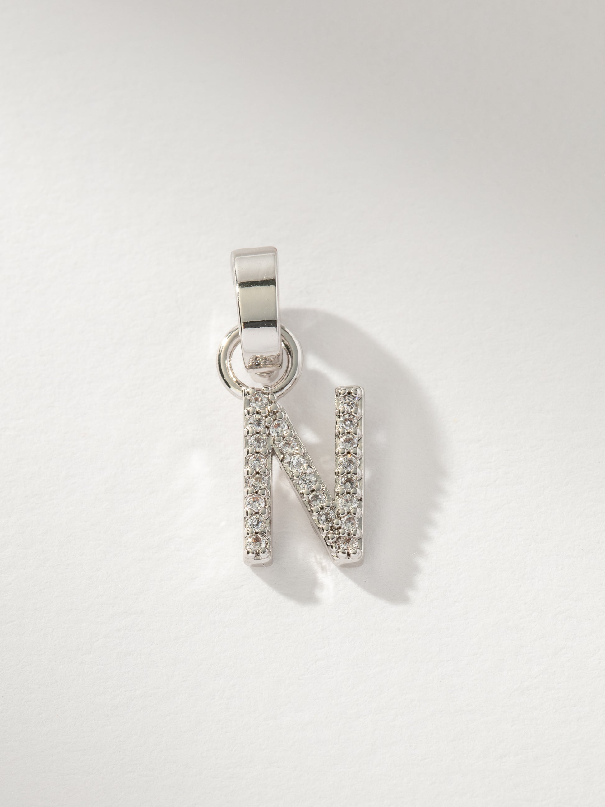 Letter Charm | Pavé Silver N | Product Image | Uncommon James