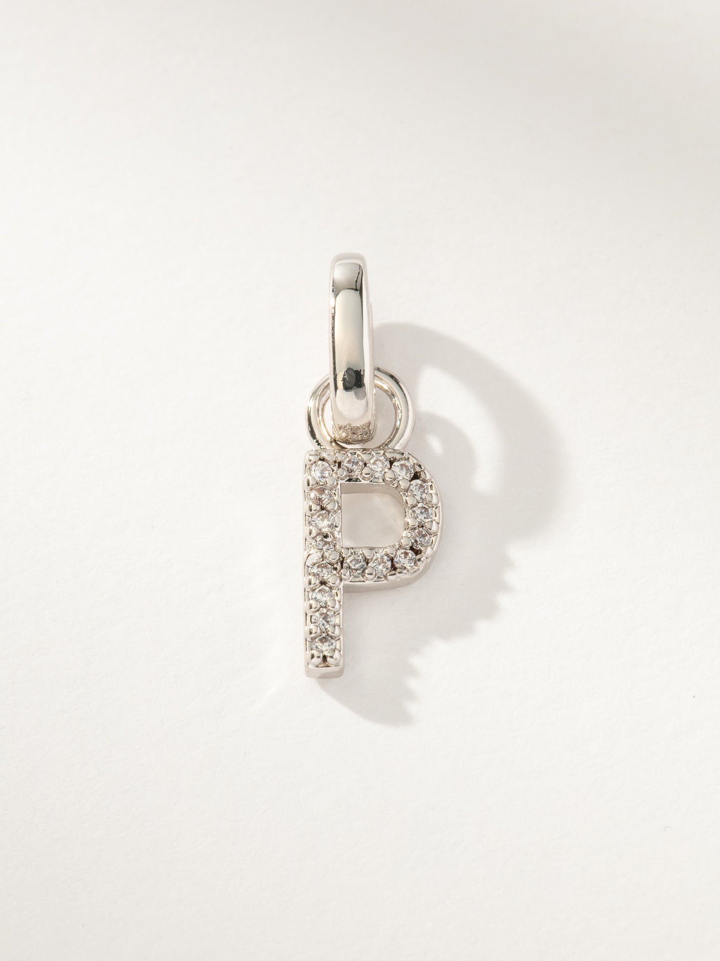 Pavé Letter Charm | Silver P | Product Image | Uncommon James