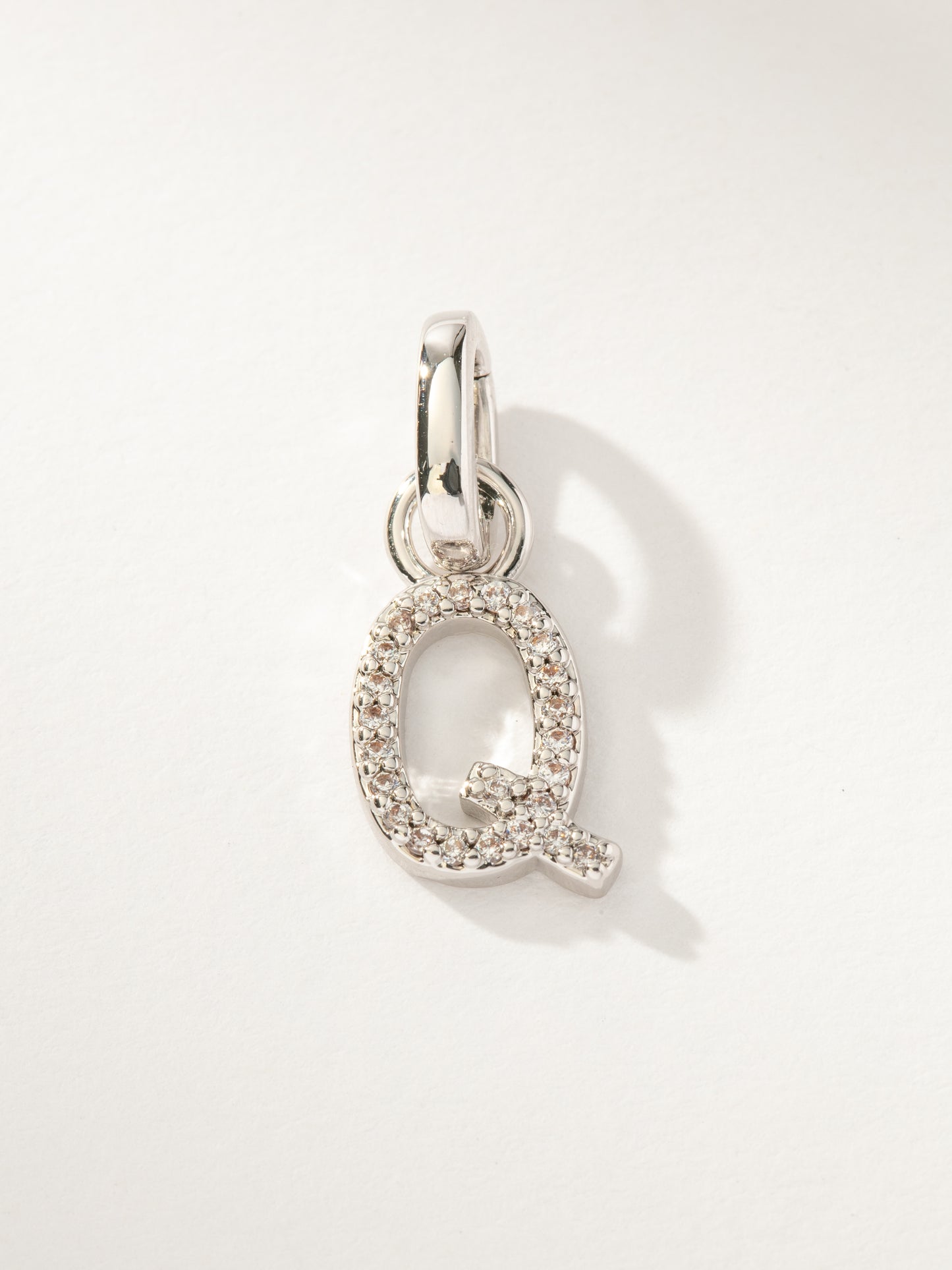 Pavé Letter Charm | Silver Q | Product Image | Uncommon James