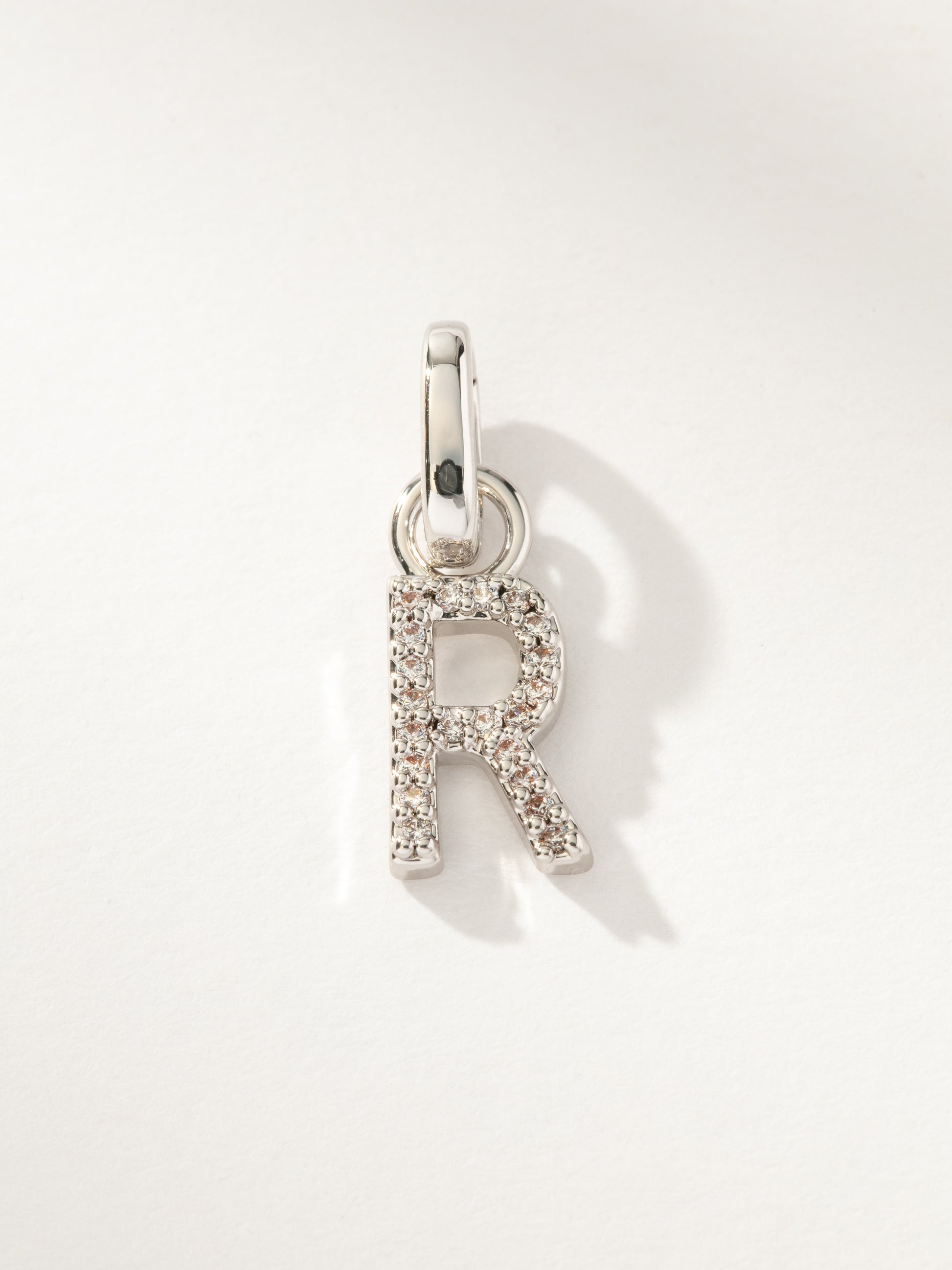 Pavé Letter Charm | Silver R | Product Image | Uncommon James