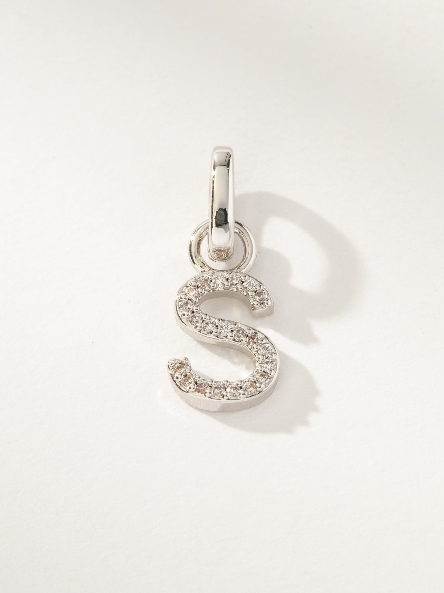 Pavé Letter Charm | Silver S | Product Image | Uncommon James