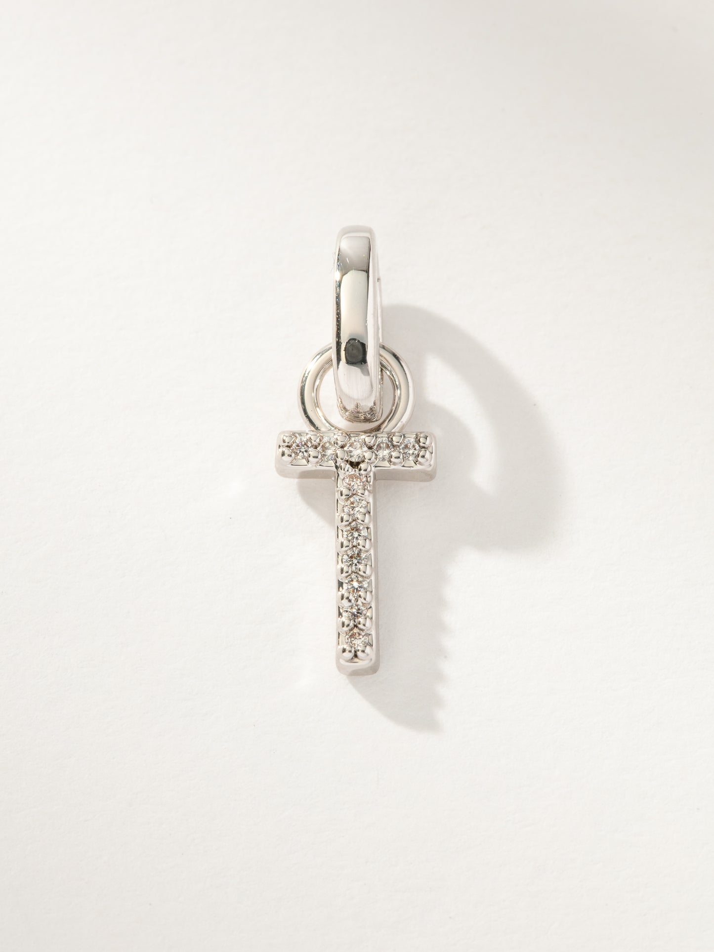 Pavé Letter Charm | Silver T | Product Image | Uncommon James