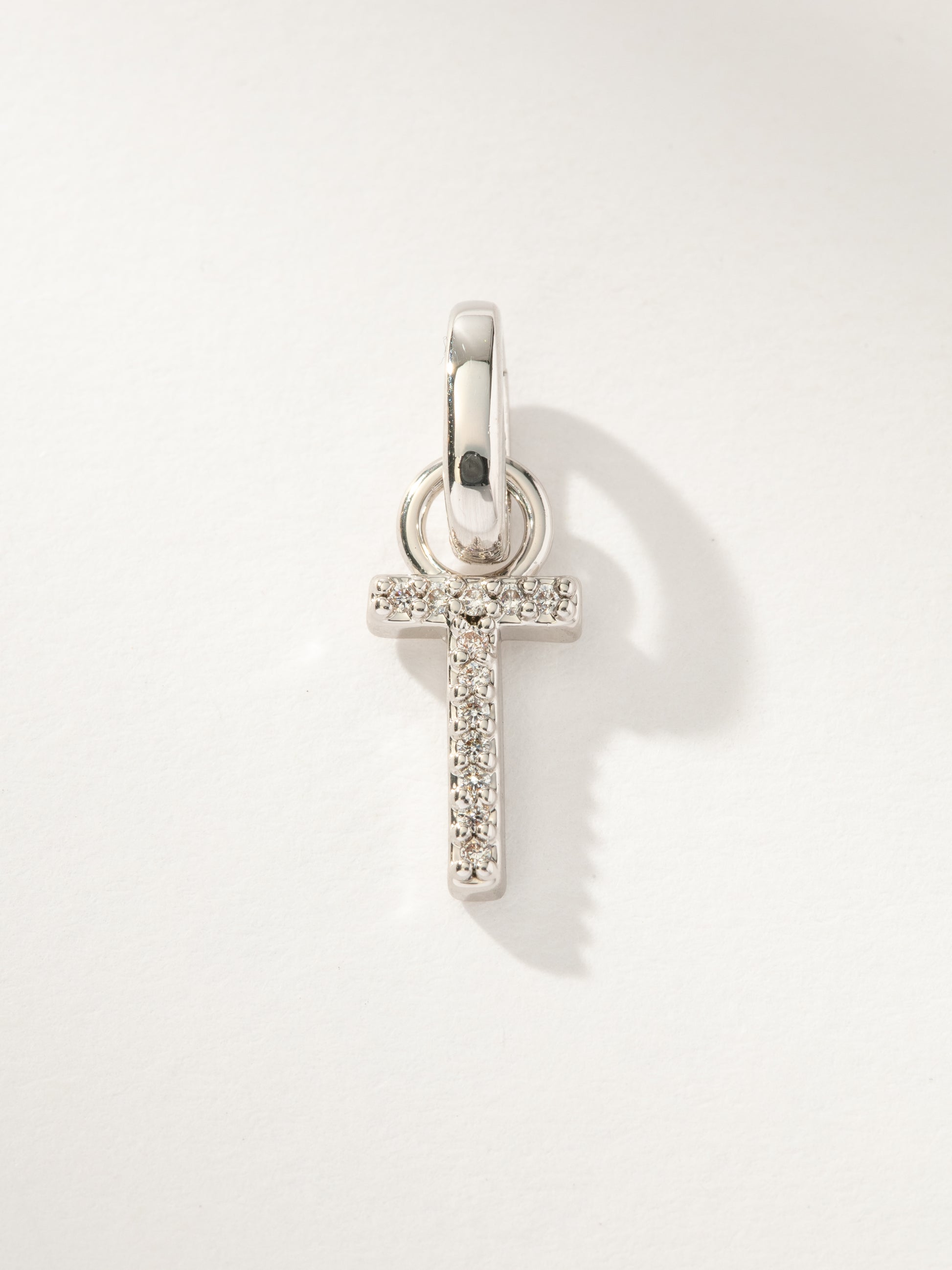 Pavé Letter Charm | Silver T | Product Image | Uncommon James