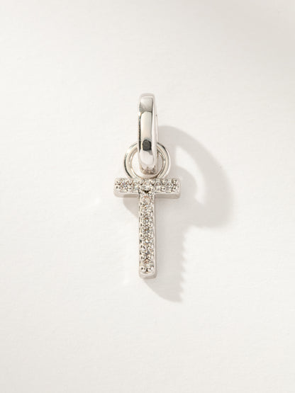 ["Pavé Letter Charm ", " Silver T ", " Product Image ", " Uncommon James"]