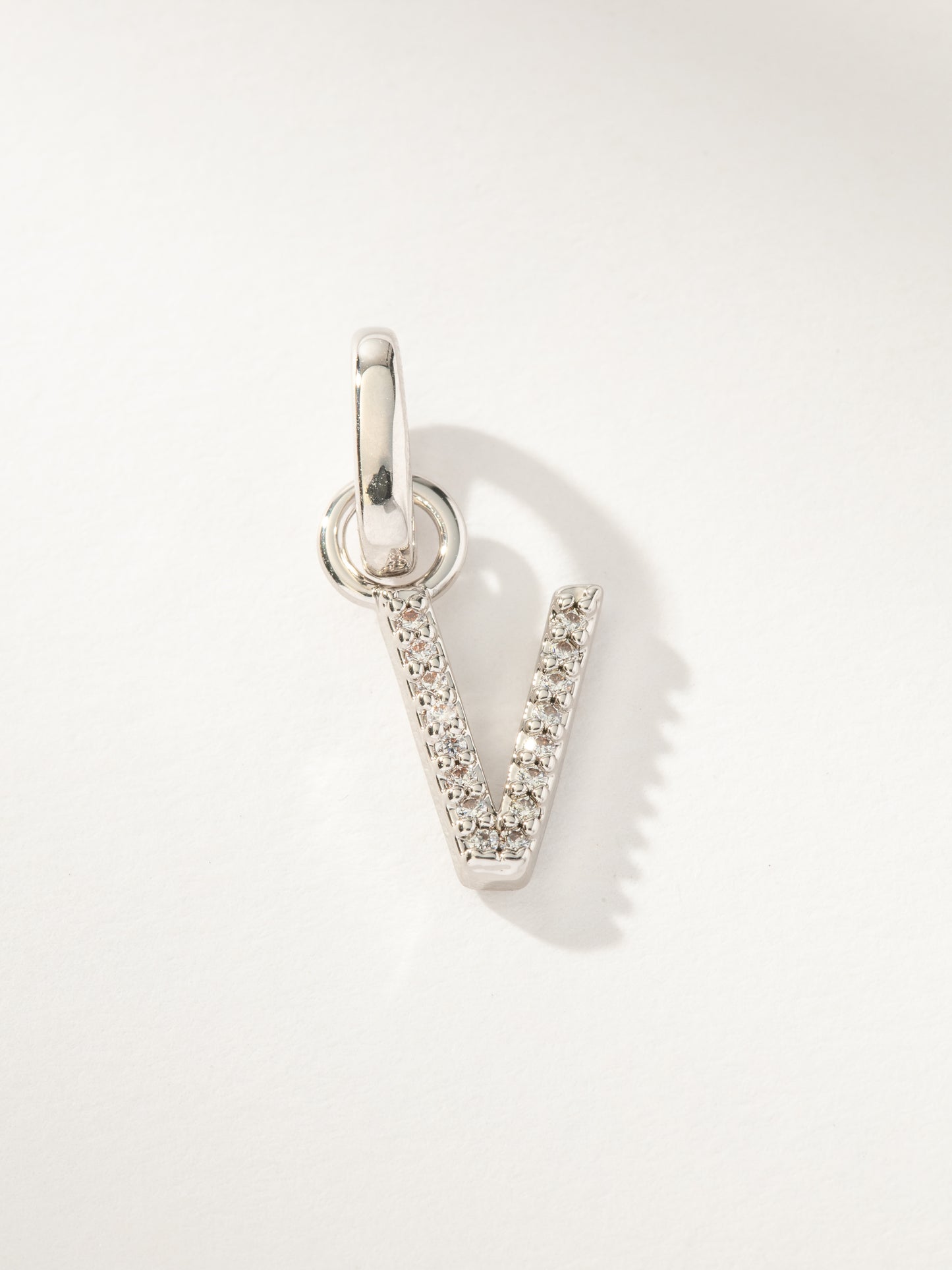 Pavé Letter Charm | Silver V | Product Image | Uncommon James