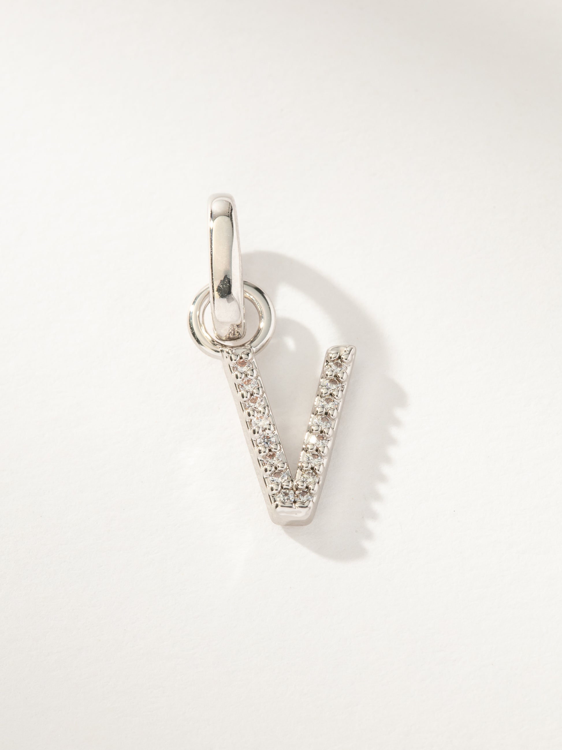 Pavé Letter Charm | Silver V | Product Image | Uncommon James
