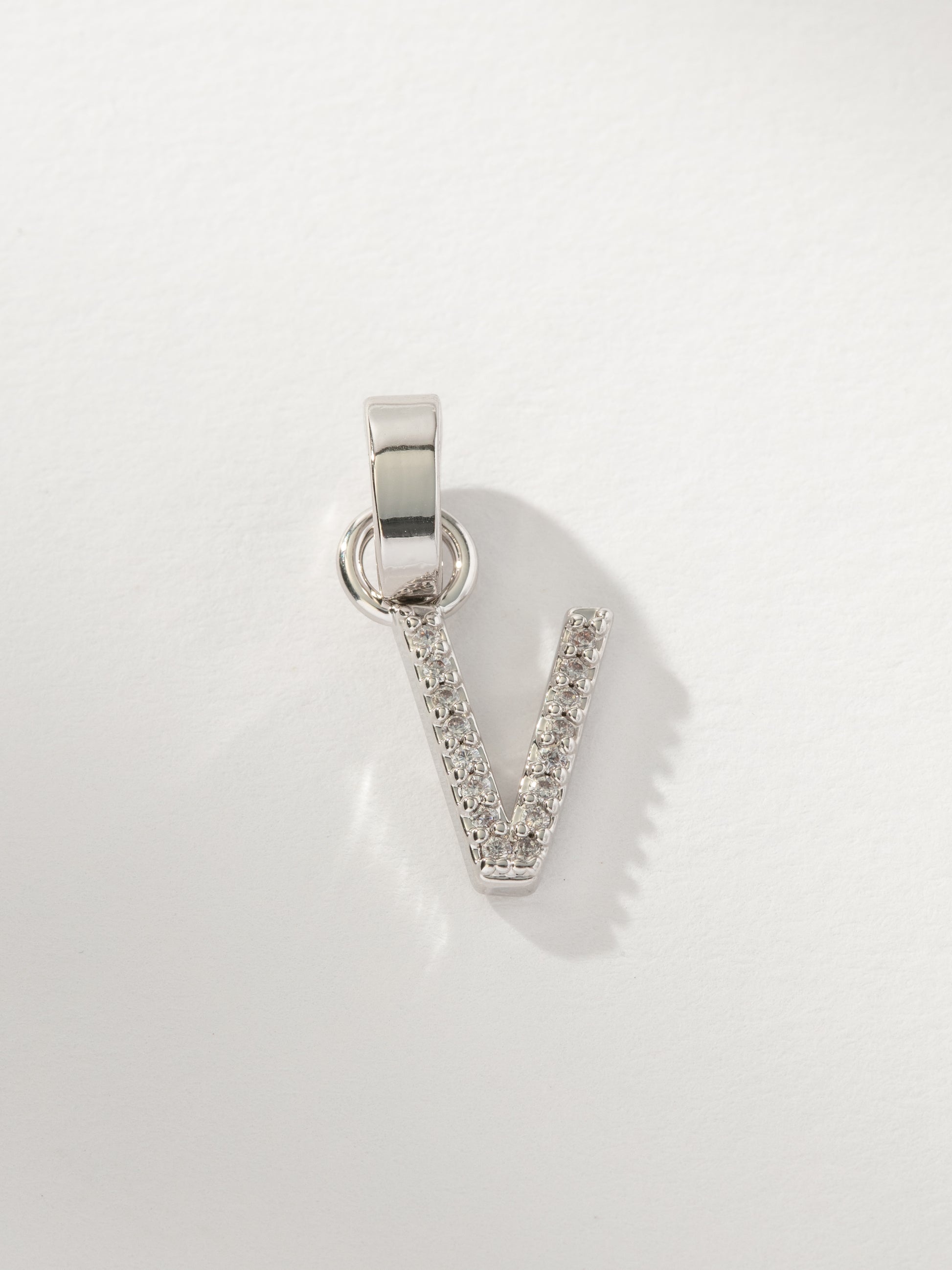 Letter Charm | Pavé Silver V | Product Image | Uncommon James