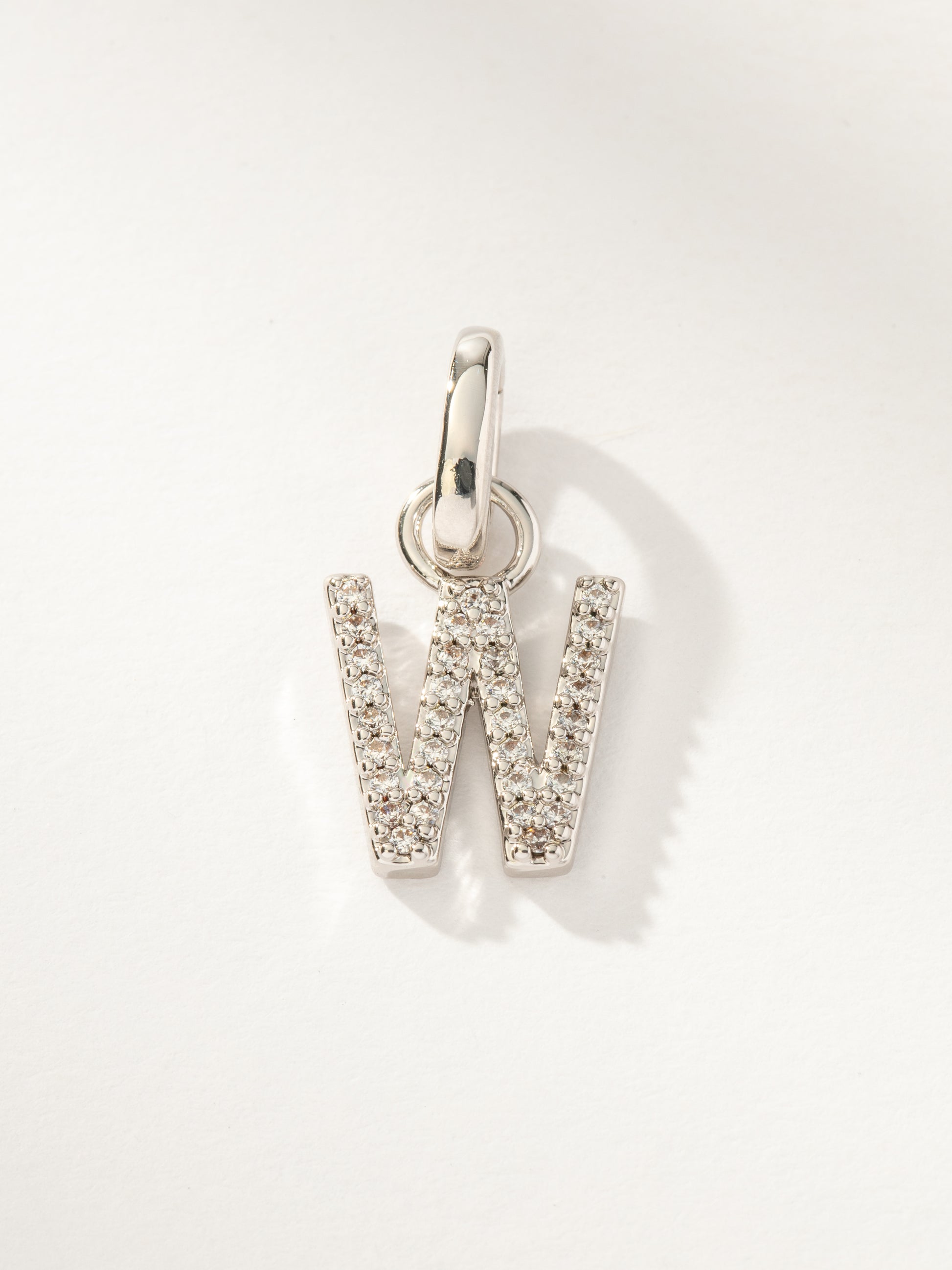 Pavé Letter Charm | Silver W | Product Image | Uncommon James