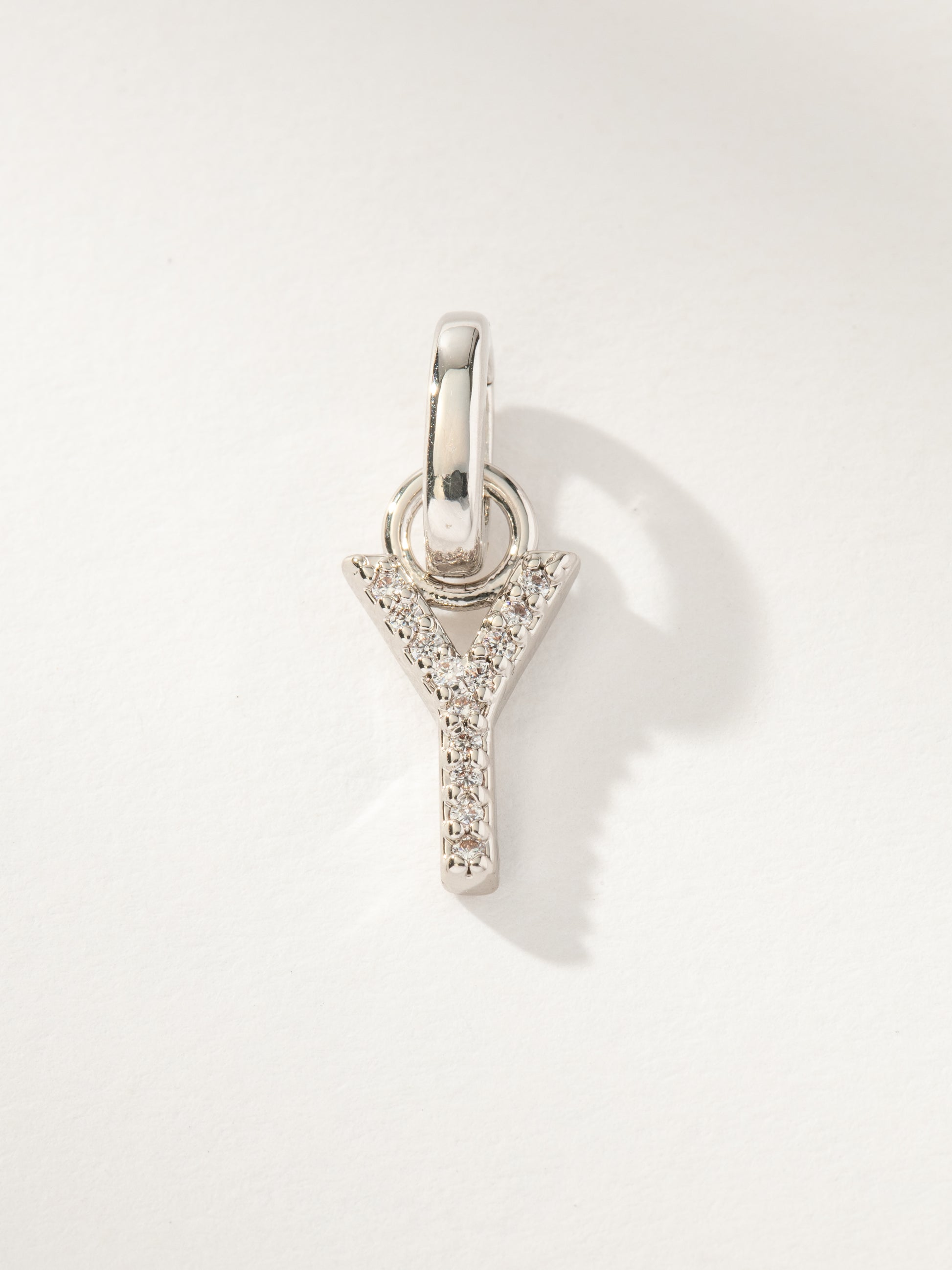 Pavé Letter Charm | Silver Y | Product Image | Uncommon James