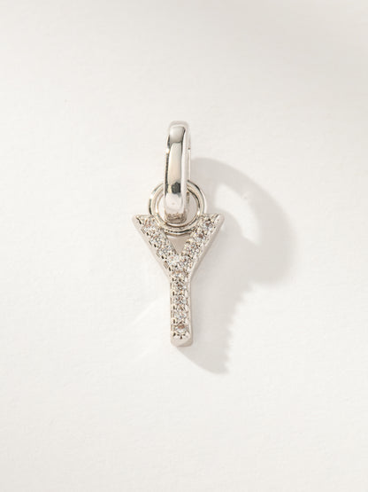 ["Pavé Letter Charm ", " Silver Y ", " Product Image ", " Uncommon James"]