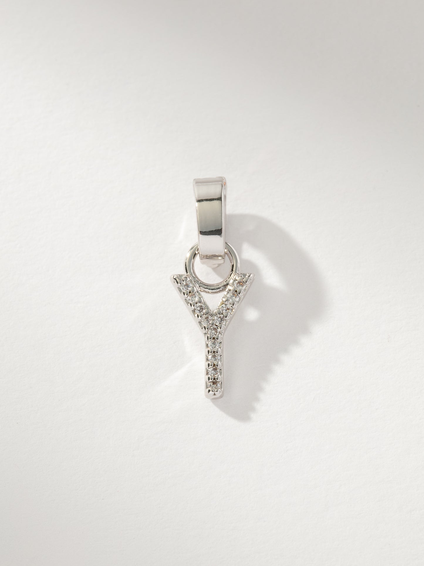 Letter Charm | Pavé Silver Y | Product Image | Uncommon James